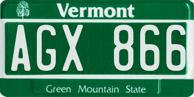 VT license plate AGX866