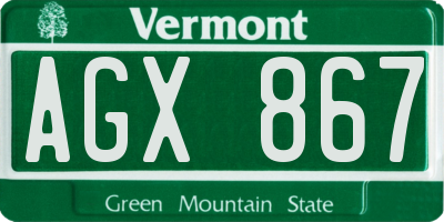 VT license plate AGX867