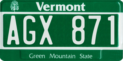 VT license plate AGX871