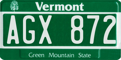 VT license plate AGX872