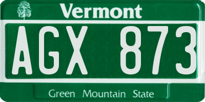 VT license plate AGX873