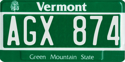 VT license plate AGX874