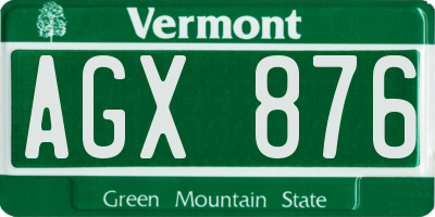VT license plate AGX876