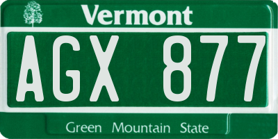 VT license plate AGX877