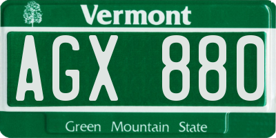 VT license plate AGX880