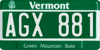 VT license plate AGX881