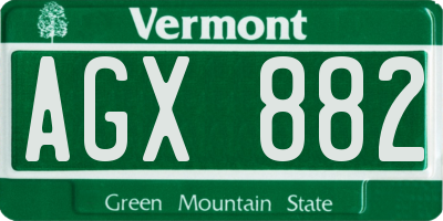 VT license plate AGX882
