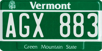 VT license plate AGX883