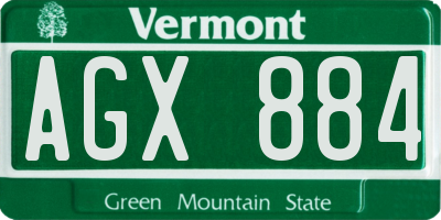 VT license plate AGX884