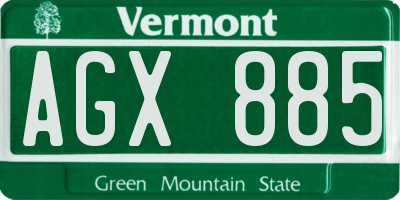 VT license plate AGX885