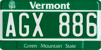 VT license plate AGX886