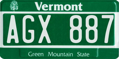 VT license plate AGX887