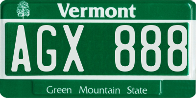 VT license plate AGX888
