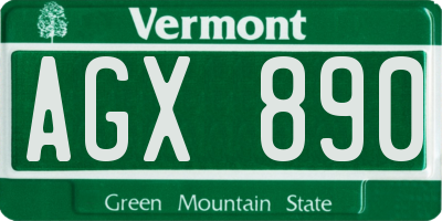 VT license plate AGX890