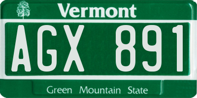 VT license plate AGX891