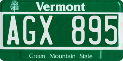 VT license plate AGX895