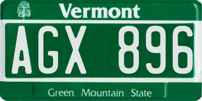 VT license plate AGX896
