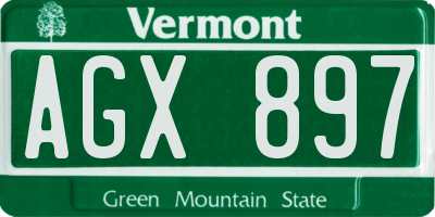 VT license plate AGX897