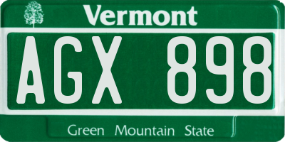 VT license plate AGX898