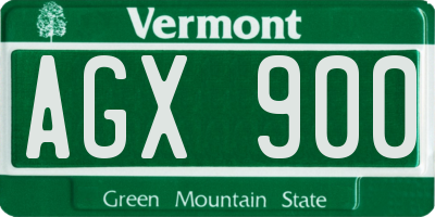 VT license plate AGX900