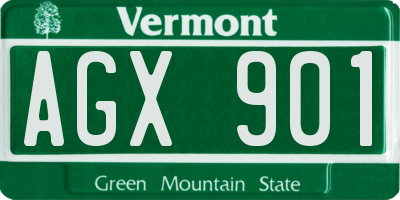 VT license plate AGX901