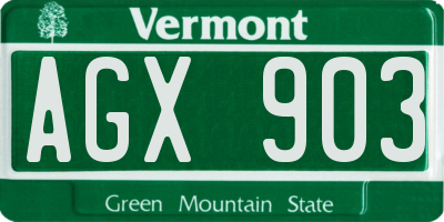 VT license plate AGX903