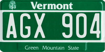 VT license plate AGX904