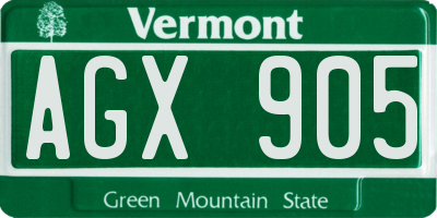VT license plate AGX905