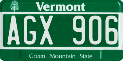VT license plate AGX906