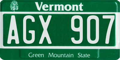 VT license plate AGX907