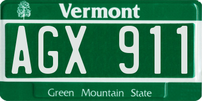 VT license plate AGX911