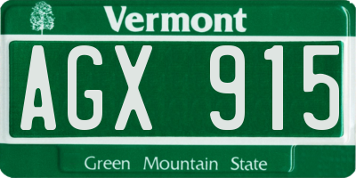 VT license plate AGX915