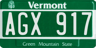 VT license plate AGX917