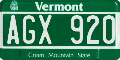VT license plate AGX920