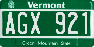 VT license plate AGX921