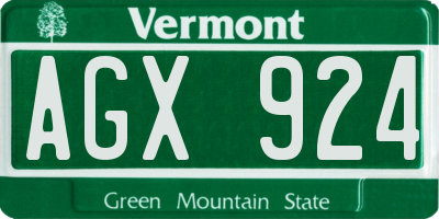VT license plate AGX924