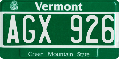 VT license plate AGX926