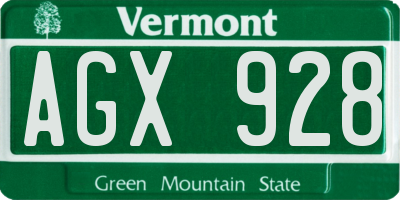 VT license plate AGX928