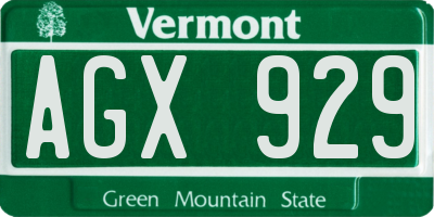 VT license plate AGX929