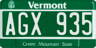 VT license plate AGX935