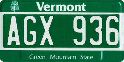 VT license plate AGX936