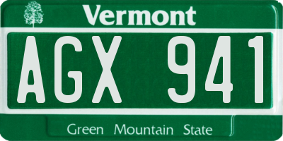 VT license plate AGX941