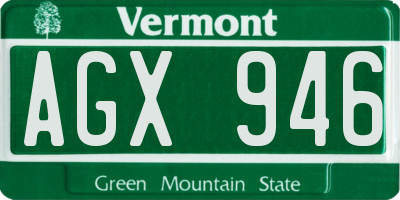 VT license plate AGX946