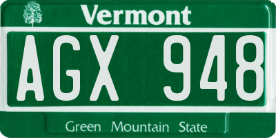 VT license plate AGX948