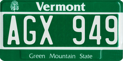 VT license plate AGX949