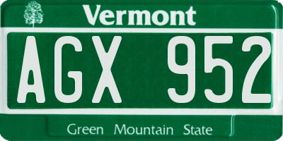 VT license plate AGX952