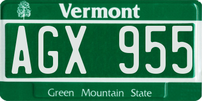 VT license plate AGX955