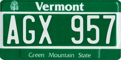 VT license plate AGX957