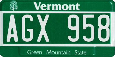VT license plate AGX958