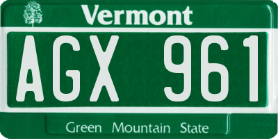 VT license plate AGX961
